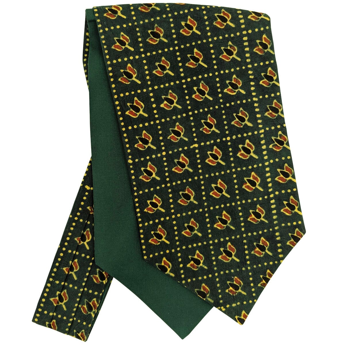 Dark Green Tiles Hand-Printed Cotton Cravat - Cravats - 