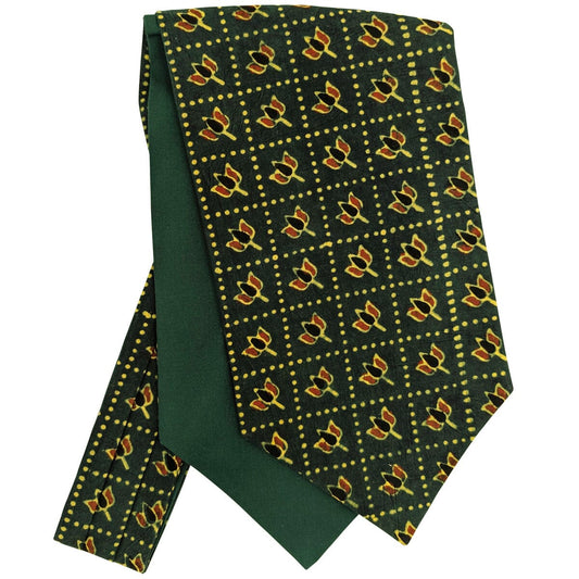 Dark Green Tiles Hand-Printed Cotton Cravat - Cravats - 