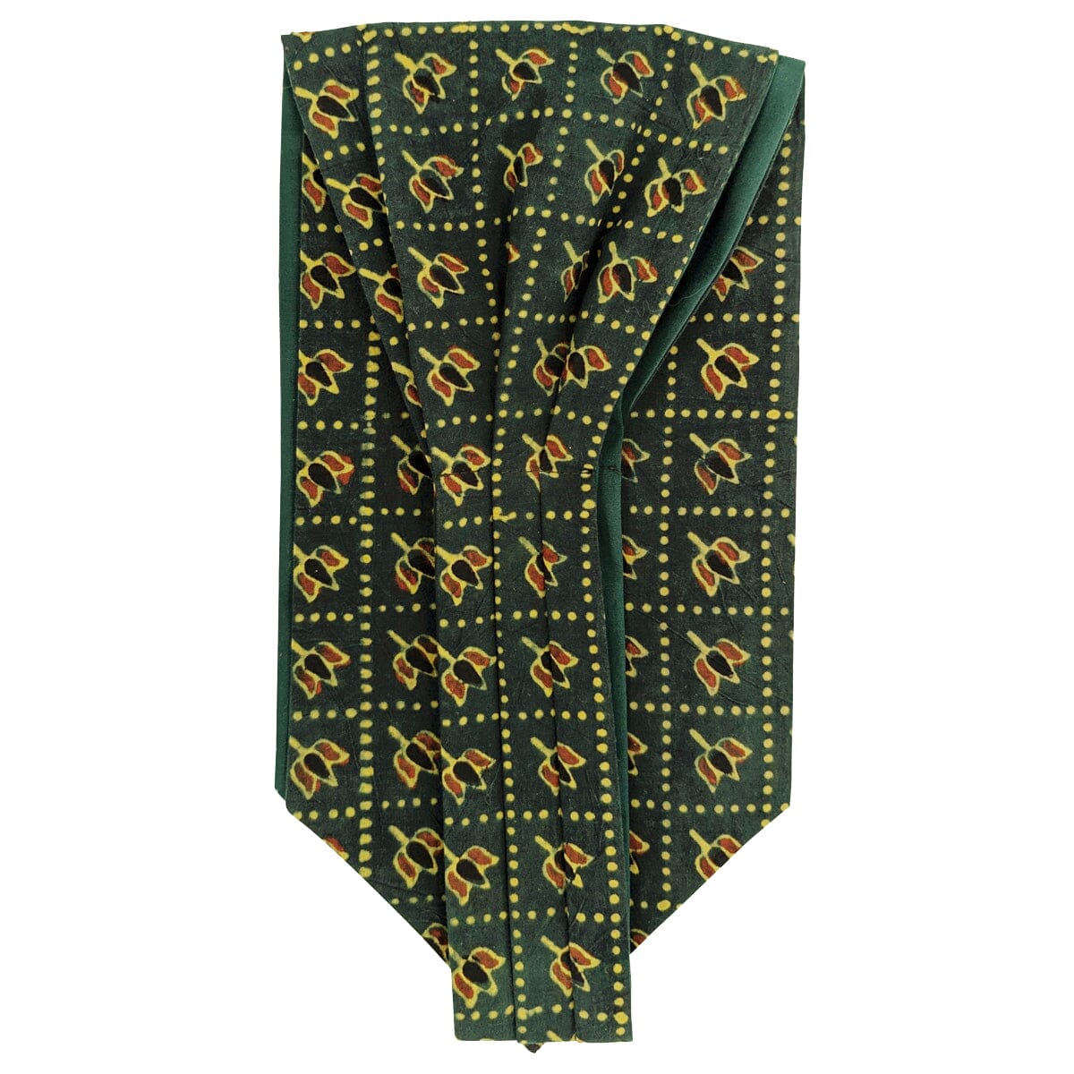 Dark Green Tiles Hand-Printed Cotton Cravat - Cravats - 