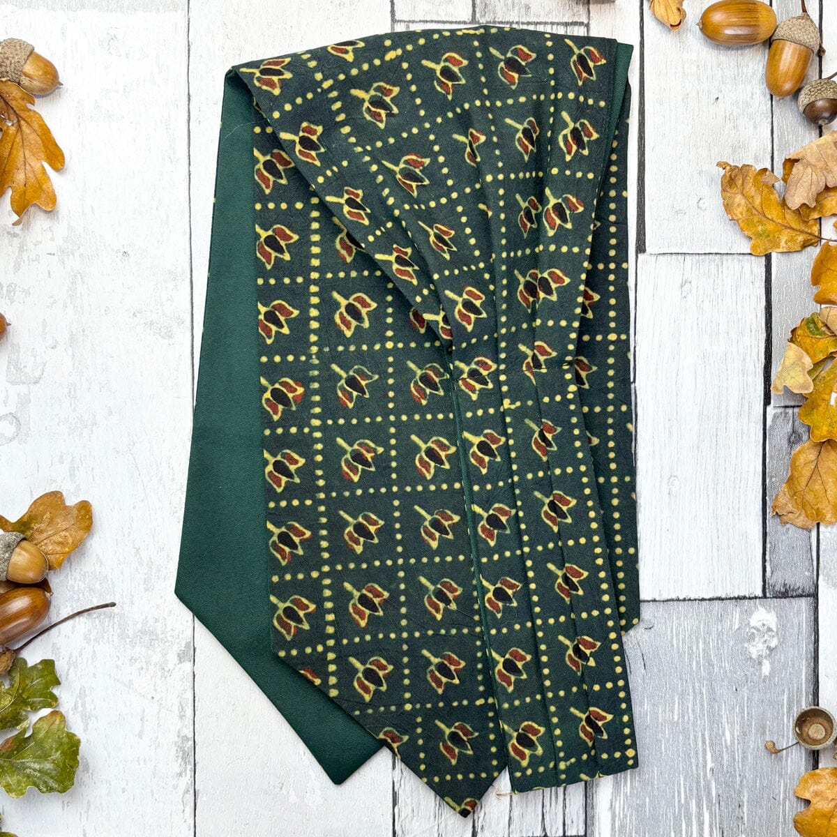 Dark Green Tiles Hand-Printed Cotton Cravat - Cravats - 