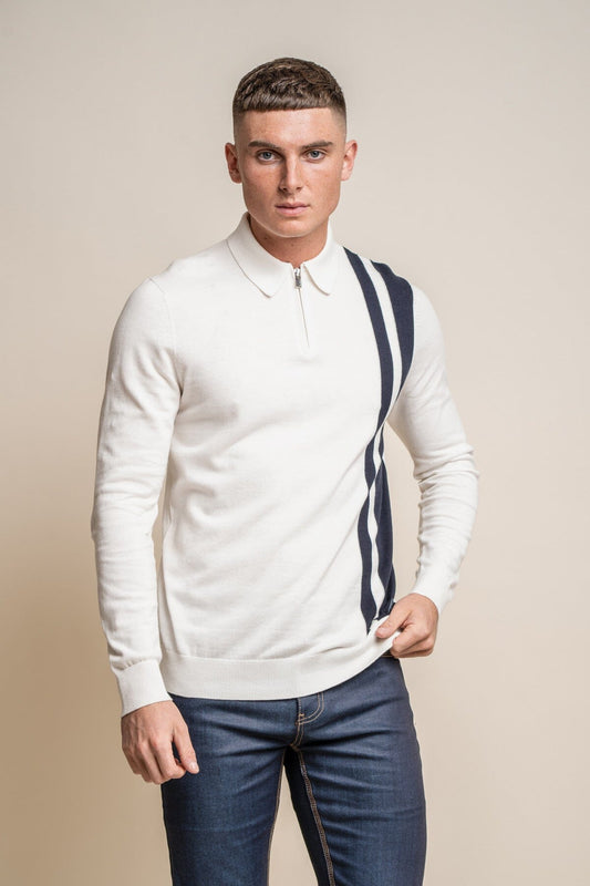 Diablo Ecru Quarter Zip Jumper - Jumpers - S - THREADPEPPER