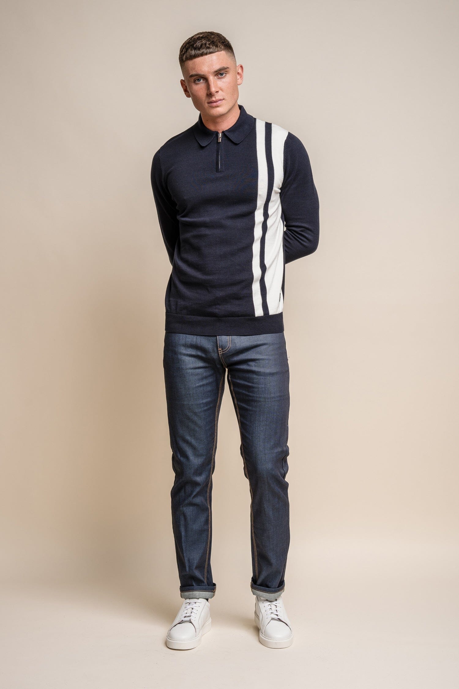Diablo Navy Quarter Zip Jumper - Jumpers - - THREADPEPPER