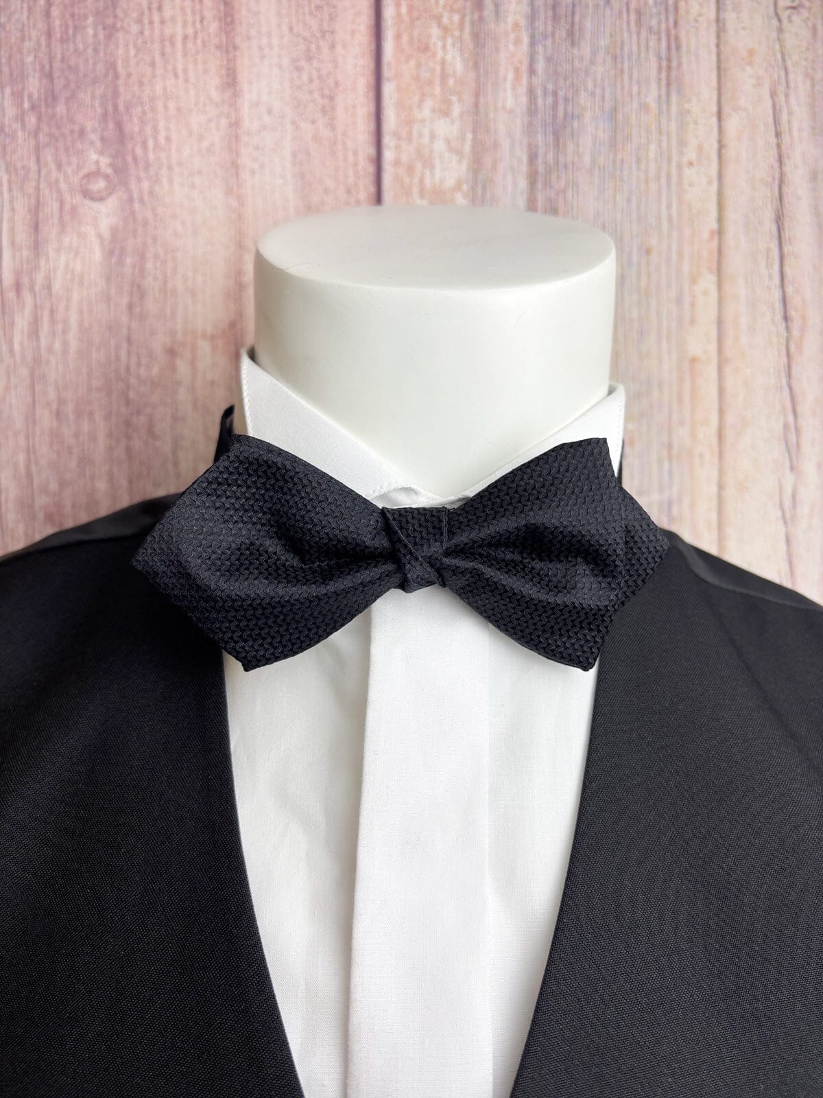Diamond Point Black Barathea Bow Tie - Formalwear - 