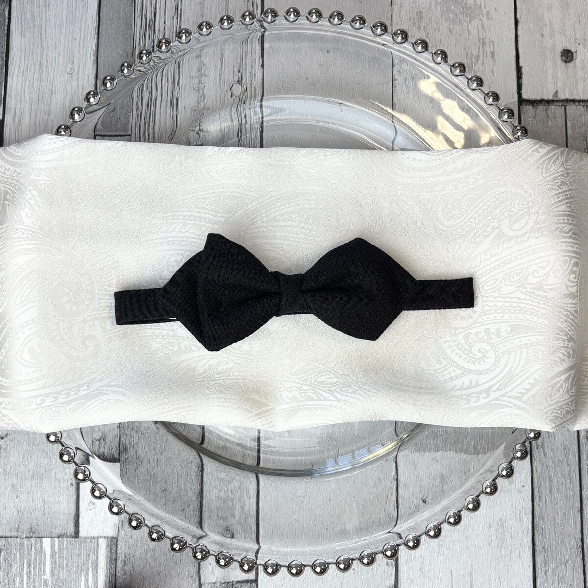 Diamond Point Black Marcella Bow Tie - Formalwear - 