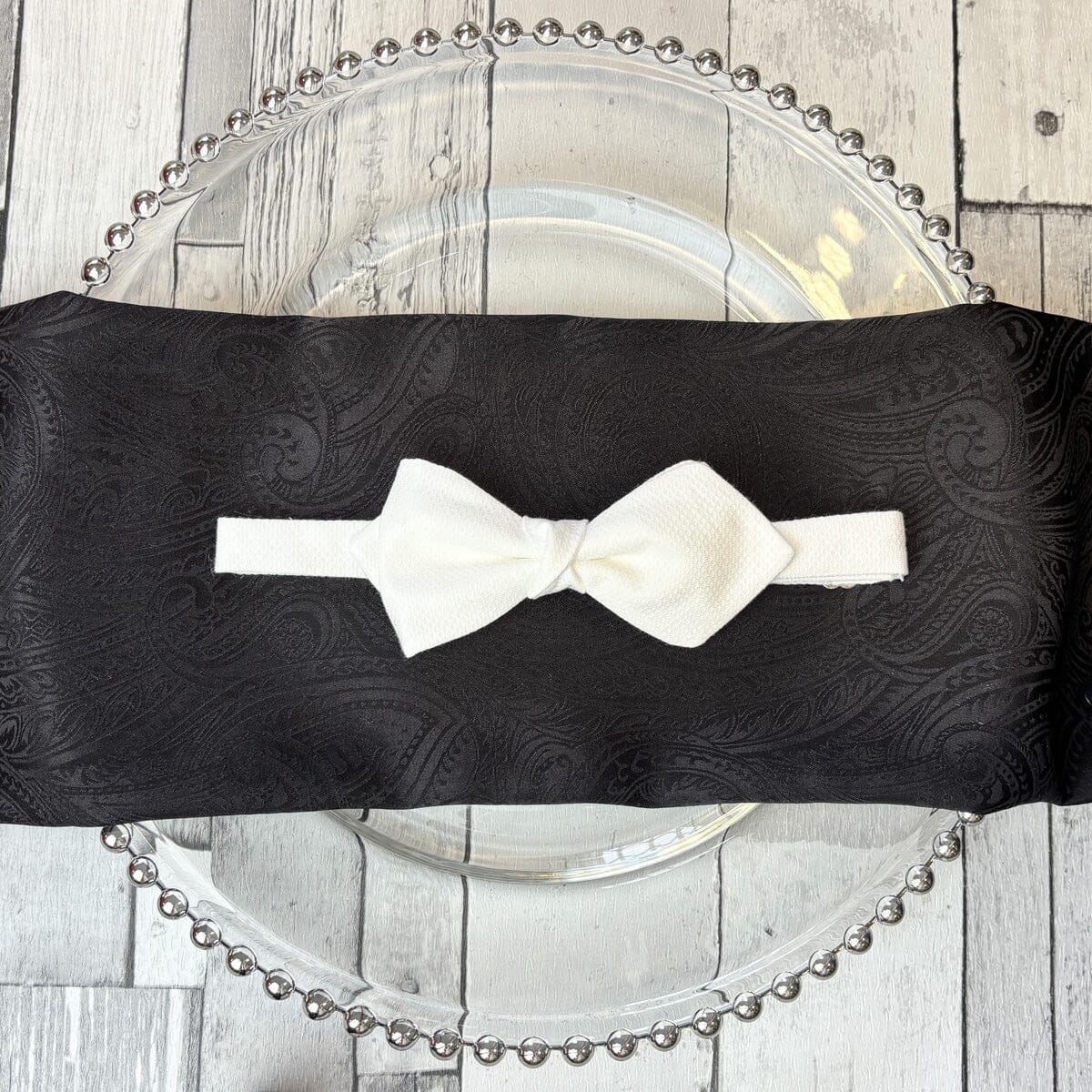 Diamond Point White Marcella Bow Tie - Formalwear - 