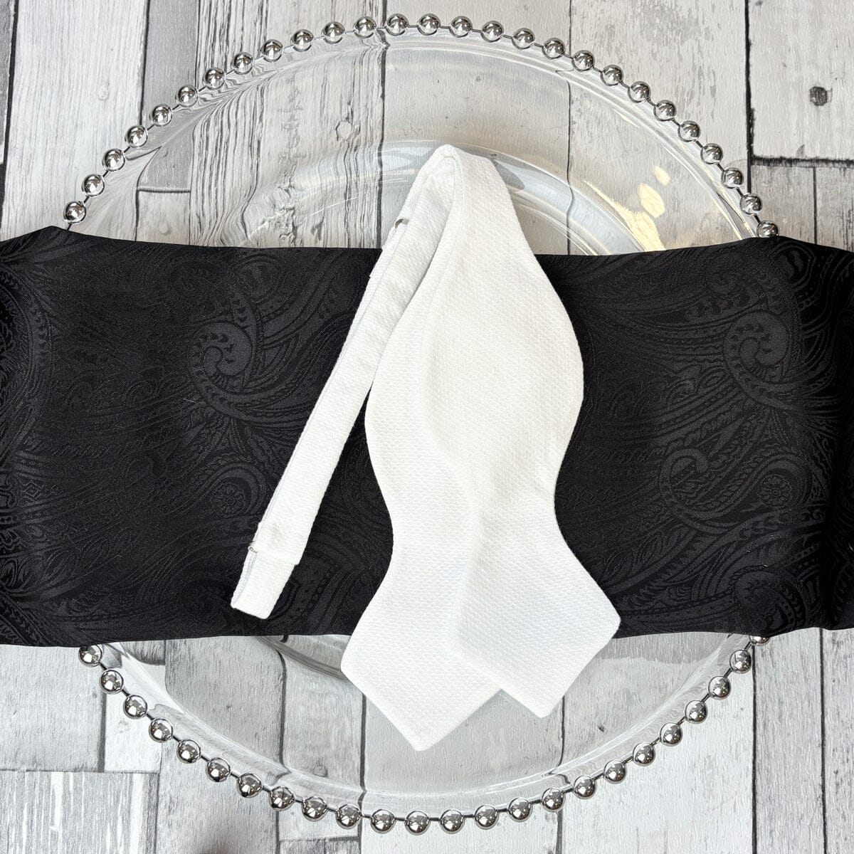 Diamond Point White Marcella Bow Tie - Formalwear - 
