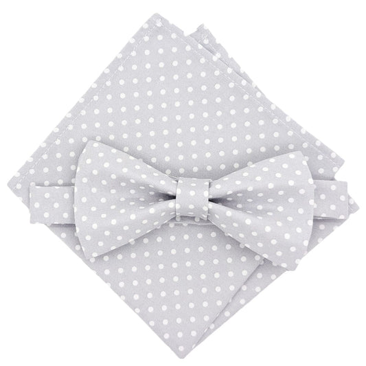 Dove Spot Bow Tie - Bow Ties - Pre-Tied Bow Tie & Pocket Square - Save £1.00 