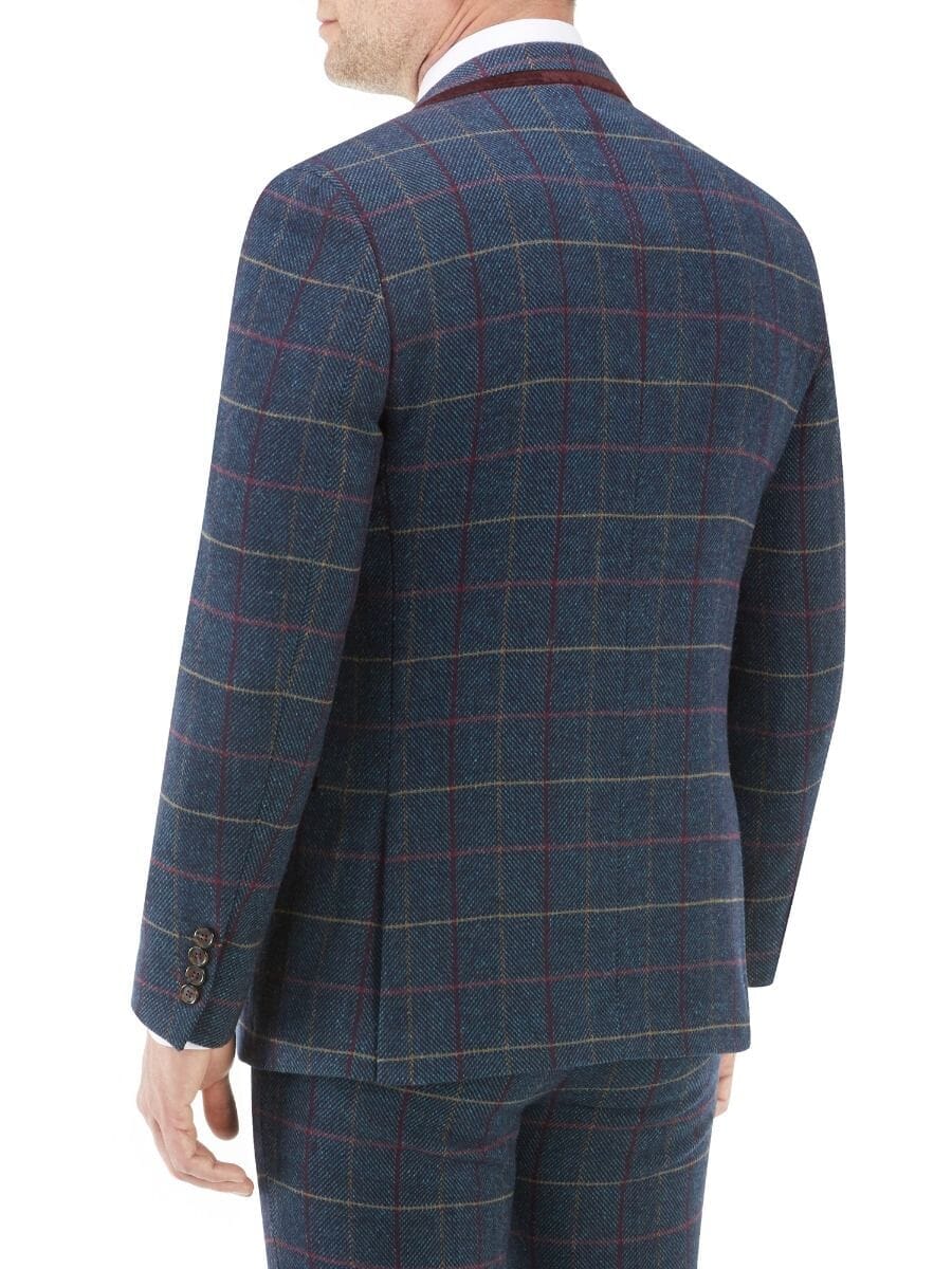 Doyle Navy Check 3 Piece Suit - Suits - 