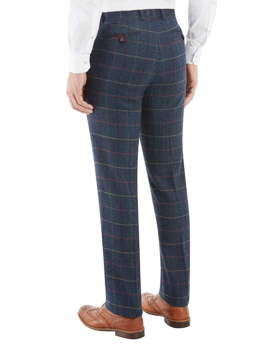 Doyle Navy Check Trousers - STOCK CLEARANCE - Trousers Sale - 