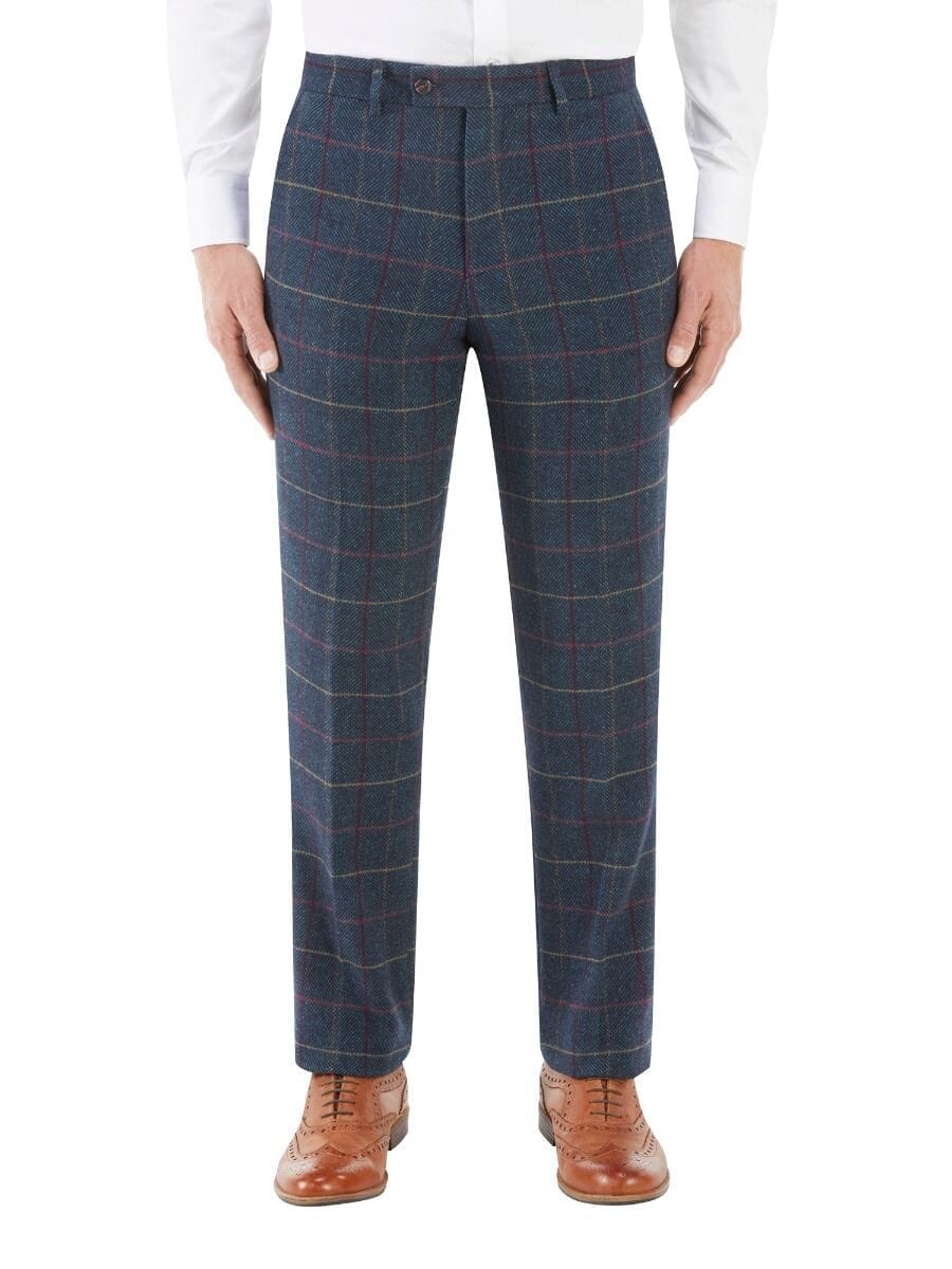 Doyle Navy Check Trousers - STOCK CLEARANCE - Trousers Sale - 