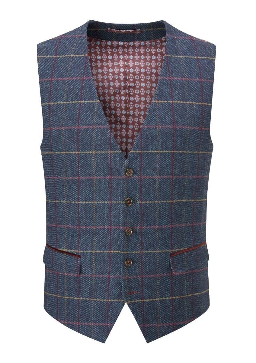 Doyle Navy Check Waistcoat - STOCK CLEARANCE - Waistcoats Sale - 36R 