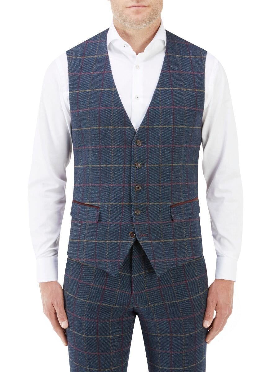Doyle Navy Check Waistcoat - STOCK CLEARANCE - Waistcoats Sale - 