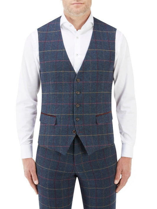 Doyle Navy Check Waistcoat - STOCK CLEARANCE - Waistcoats Sale - 