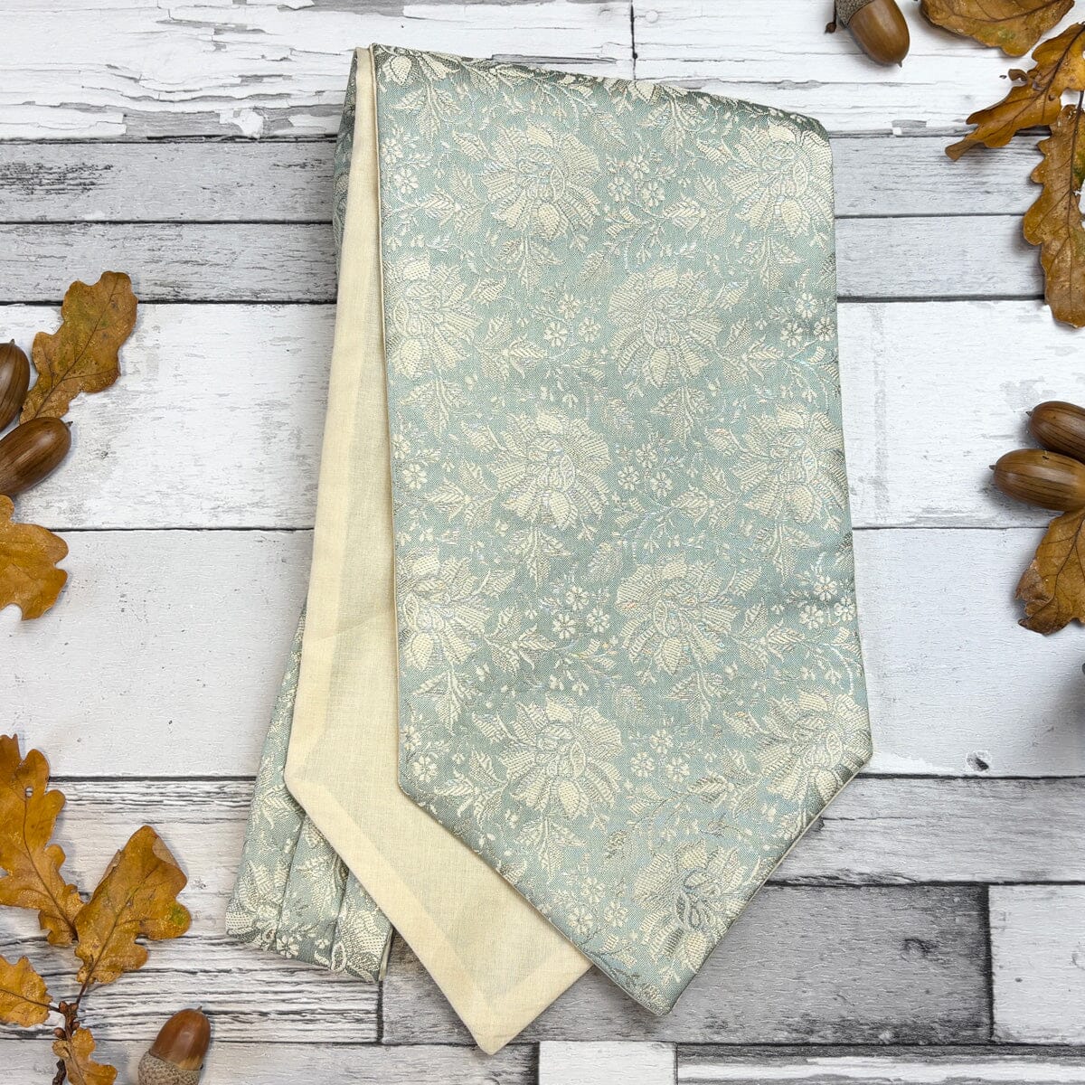 Duck Egg Silk Brocade Cravat - Cravats - 