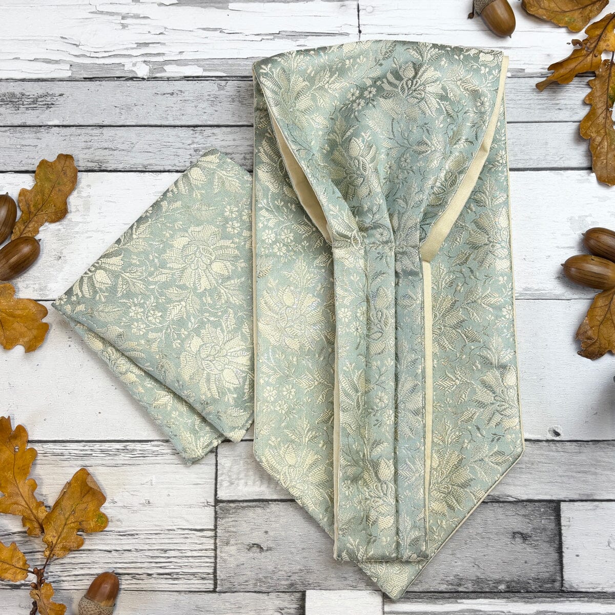 Duck Egg Silk Brocade Cravat - Cravats - 