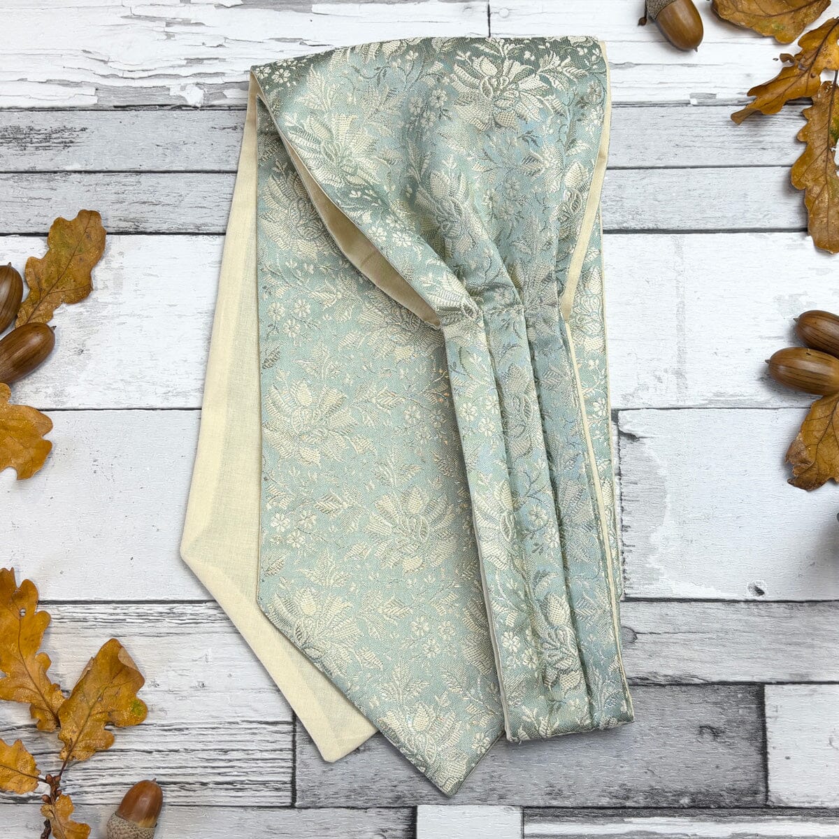 Duck Egg Silk Brocade Cravat - Cravats - 