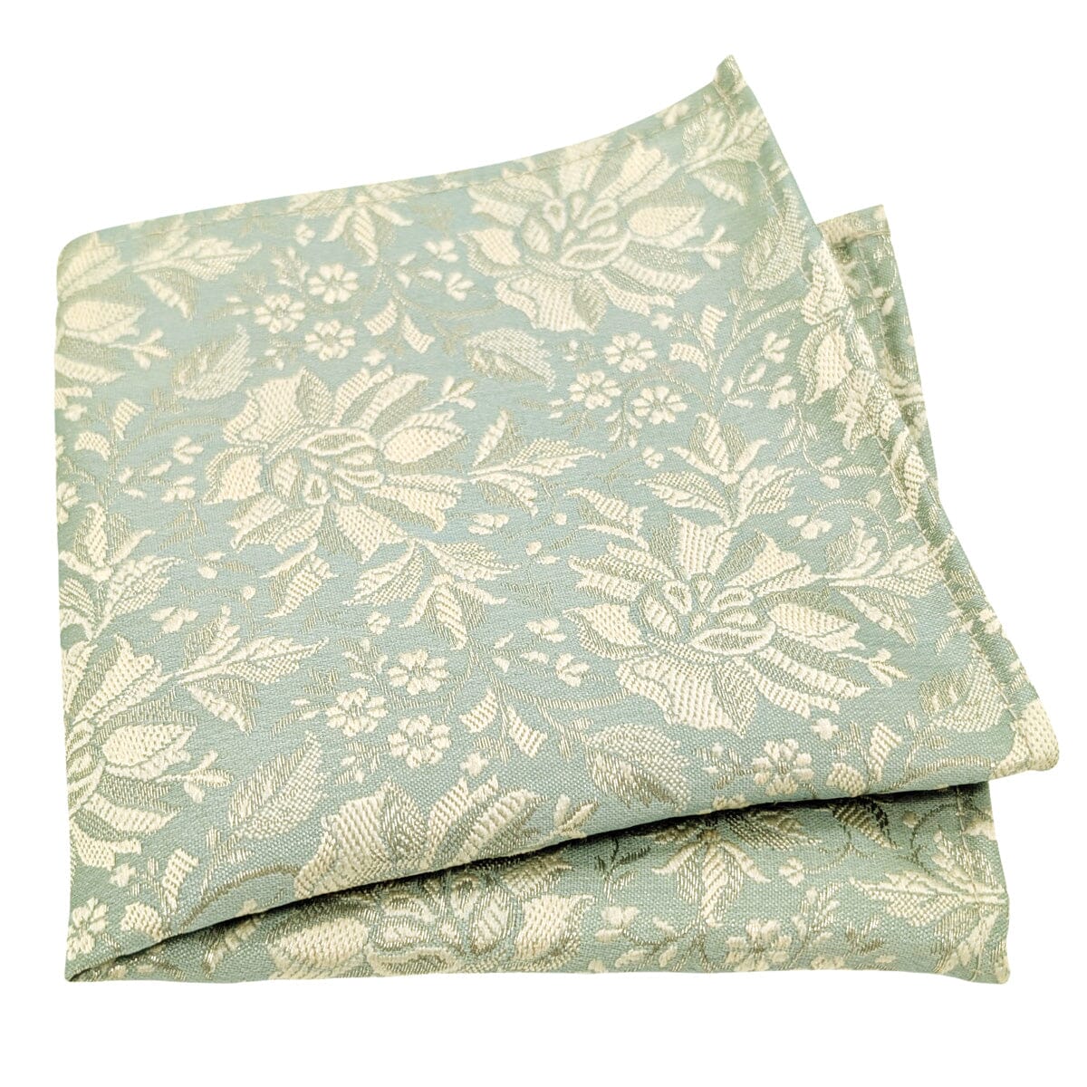 Duck Egg Silk Brocade Pocket Square - Handkerchiefs - 
