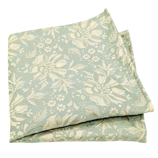 Duck Egg Silk Brocade Pocket Square - Handkerchiefs - 