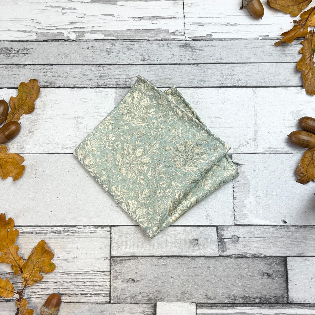 Duck Egg Silk Brocade Pocket Square - Handkerchiefs - 