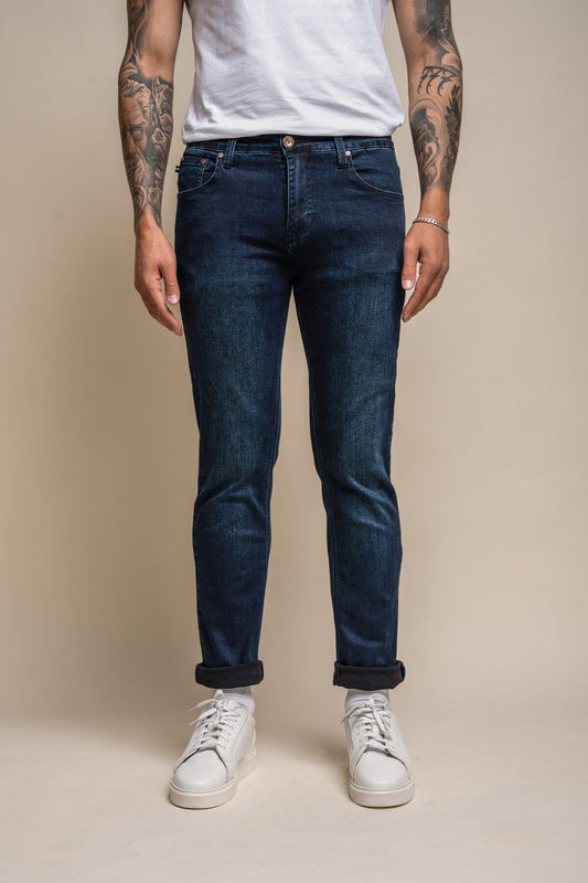 Elliot Navy Stretch Denim Jeans - Jeans - 30S - THREADPEPPER