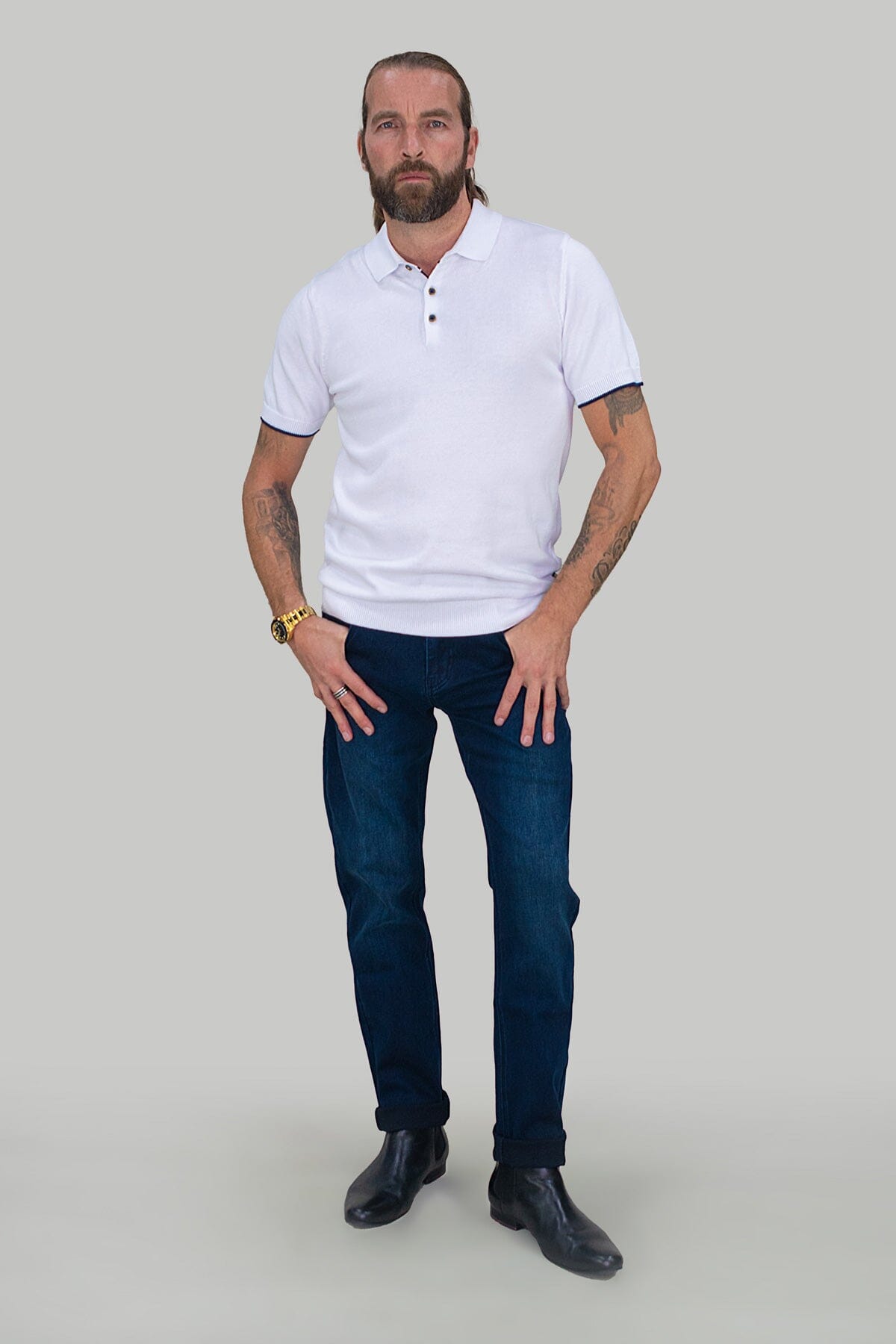 Elliot Navy Stretch Denim Jeans - Jeans - - THREADPEPPER