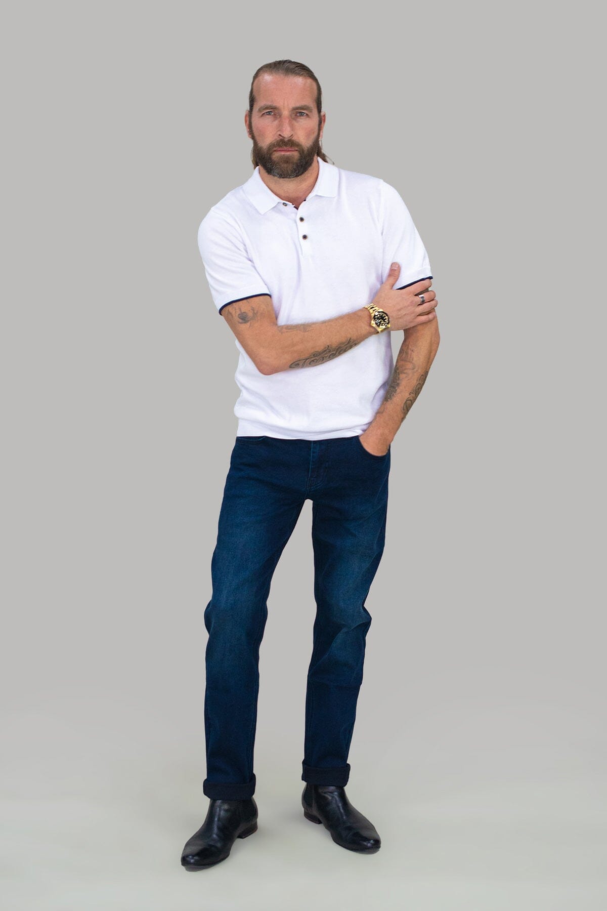 Elliot Navy Stretch Denim Jeans - Jeans - - THREADPEPPER