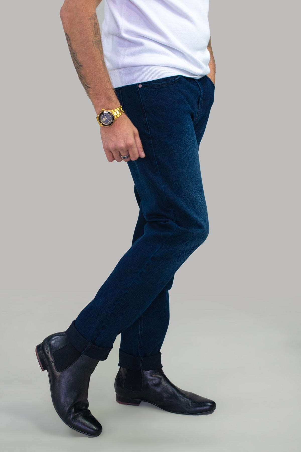 Elliot Navy Stretch Denim Jeans - Jeans - - THREADPEPPER
