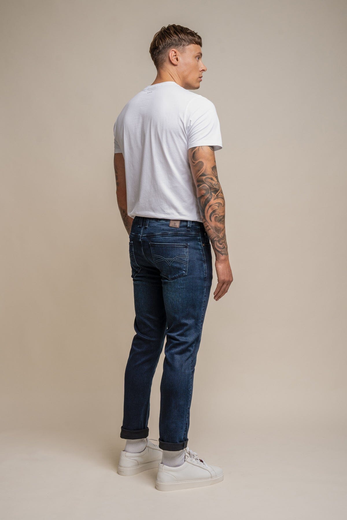 Elliot Navy Stretch Denim Jeans - Jeans - - THREADPEPPER