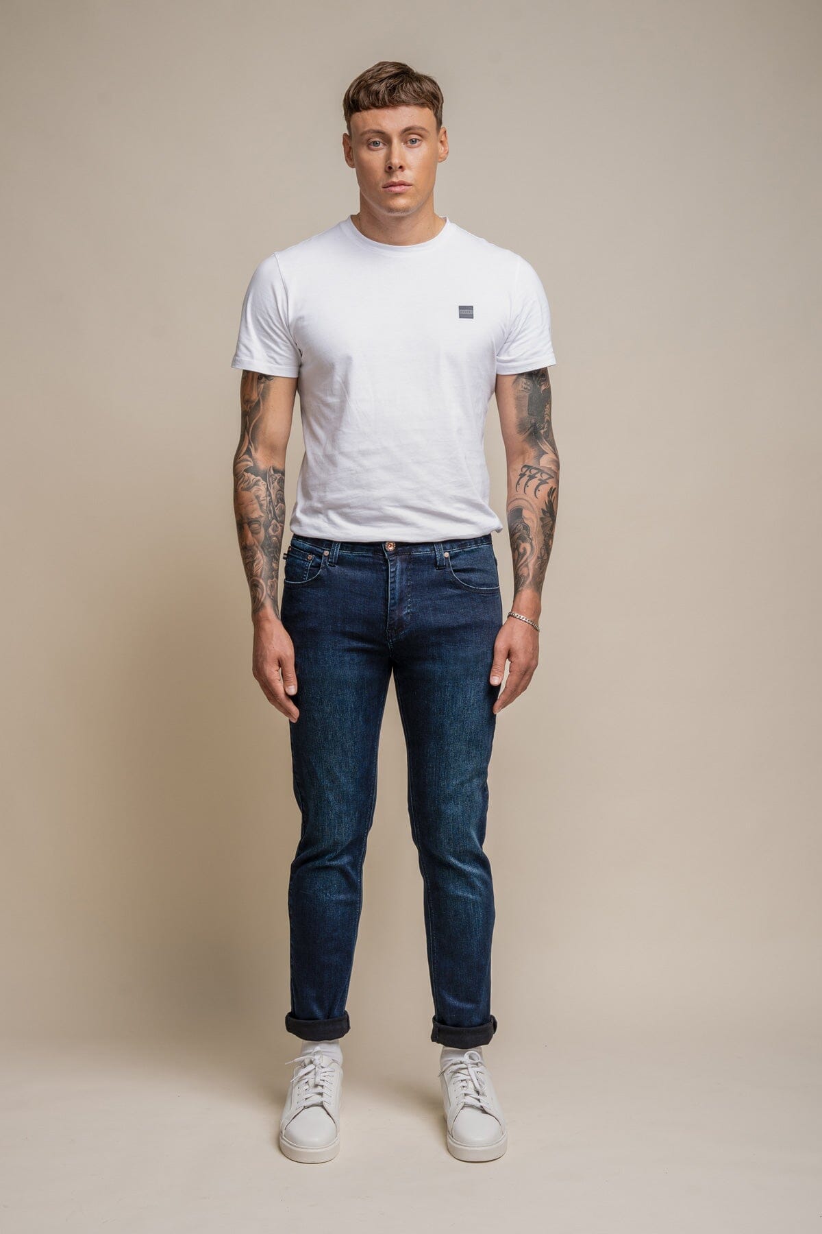 Elliot Navy Stretch Denim Jeans - Jeans - - THREADPEPPER