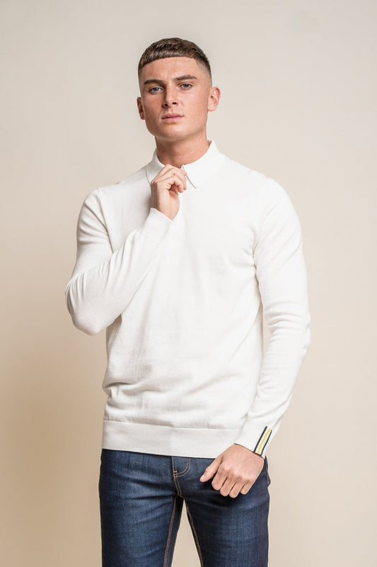 Falcao Ecru Quarter Zip Jumper - Jumpers - S - THREADPEPPER