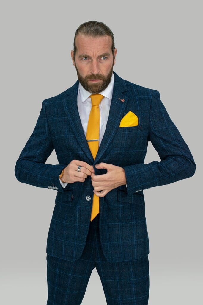 Fine Navy Checked Jacket - STOCK CLEARANCE - Blazers & Jackets Sale - 