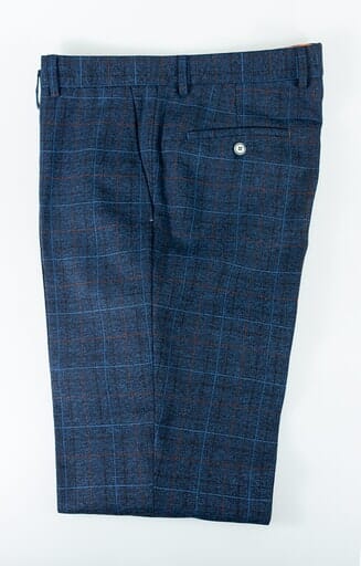 Fine Navy Checked Trousers - STOCK CLEARANCE - Trousers Sale - 