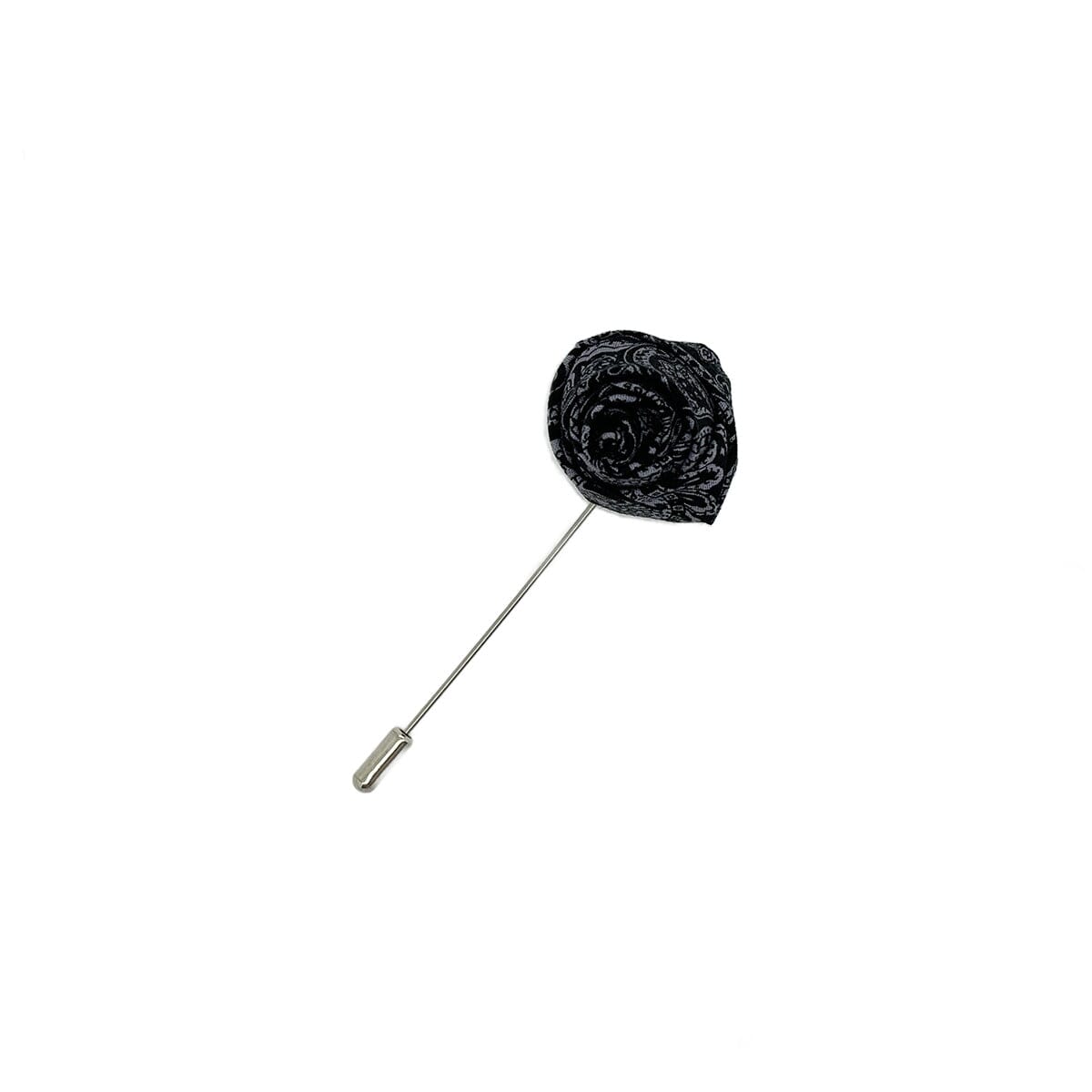 Floral Paisley Lapel Pin - Lapel Pins - Charcaol/Black 