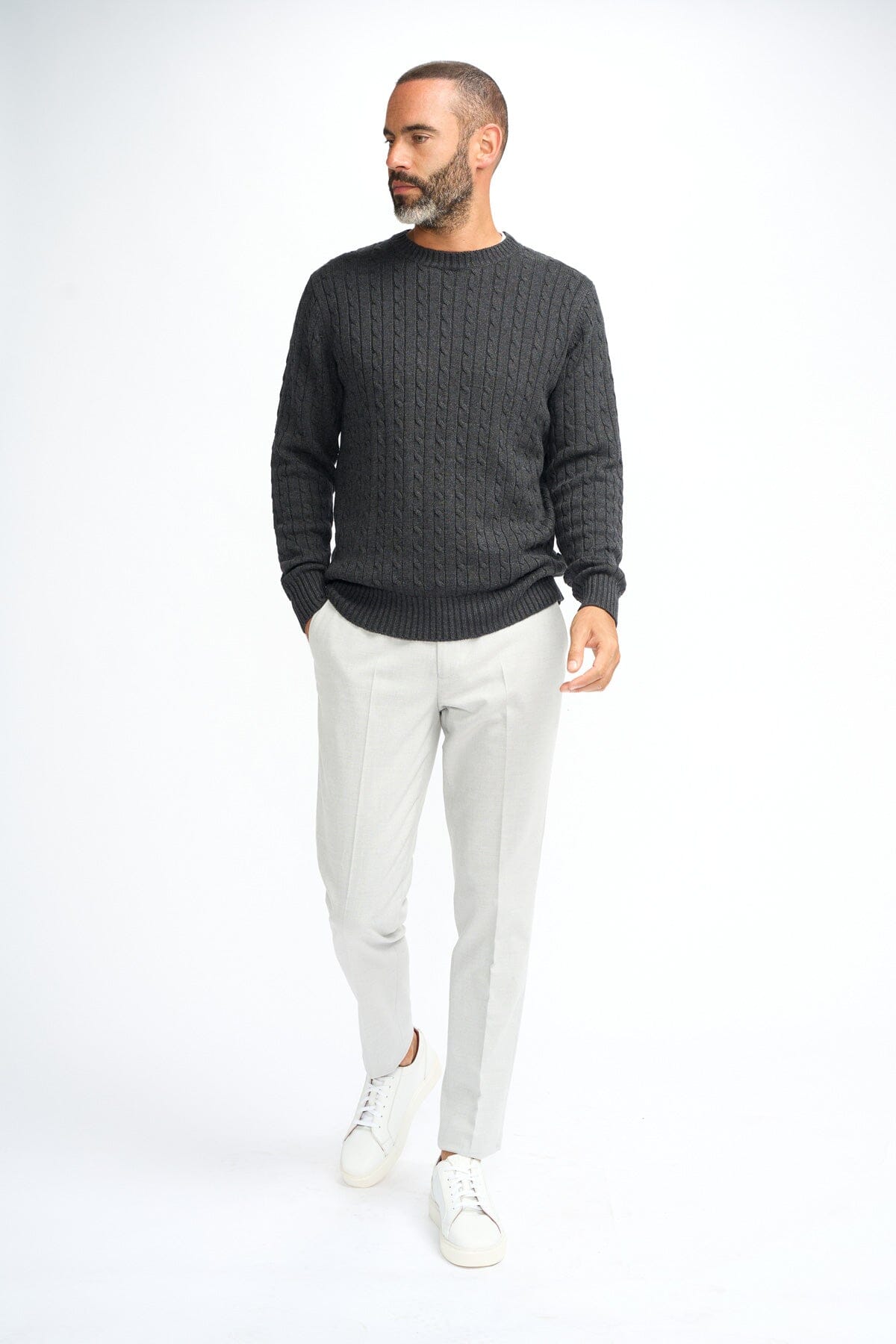 Foston Charcoal Crewneck Jumper - Jumpers - 