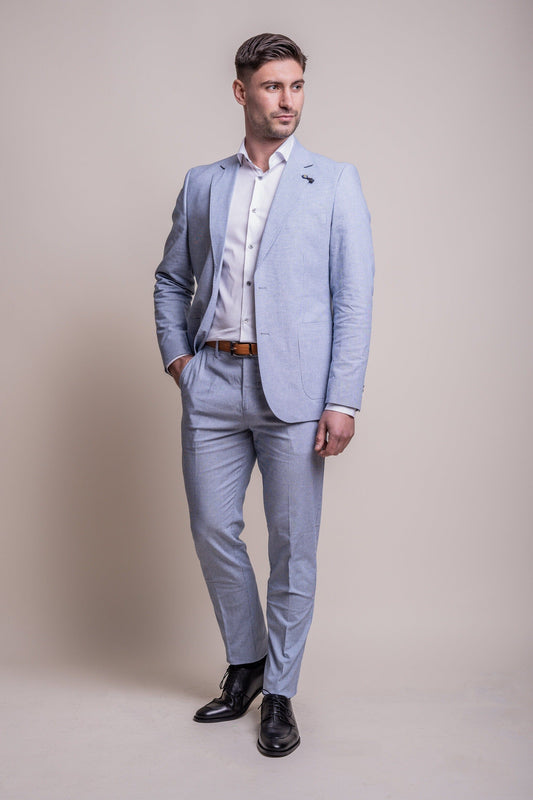 Fredrik Sky Blue Linen 2 Piece Suit - Suits - 