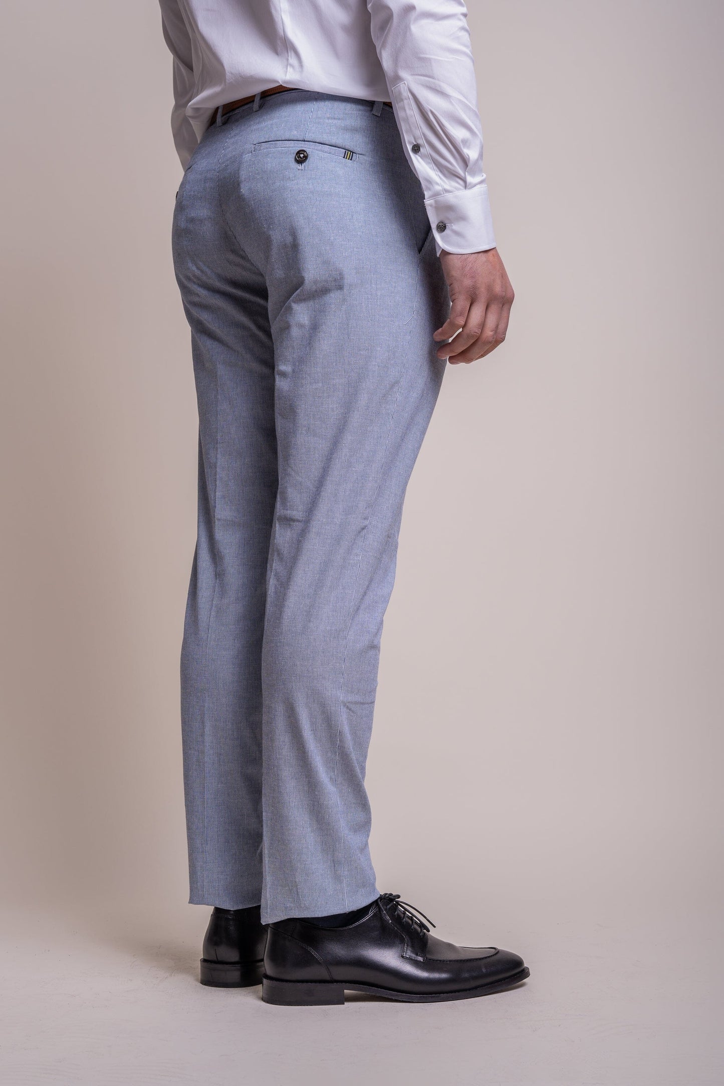 Fredrik Sky Blue Linen Trousers - Trousers - 