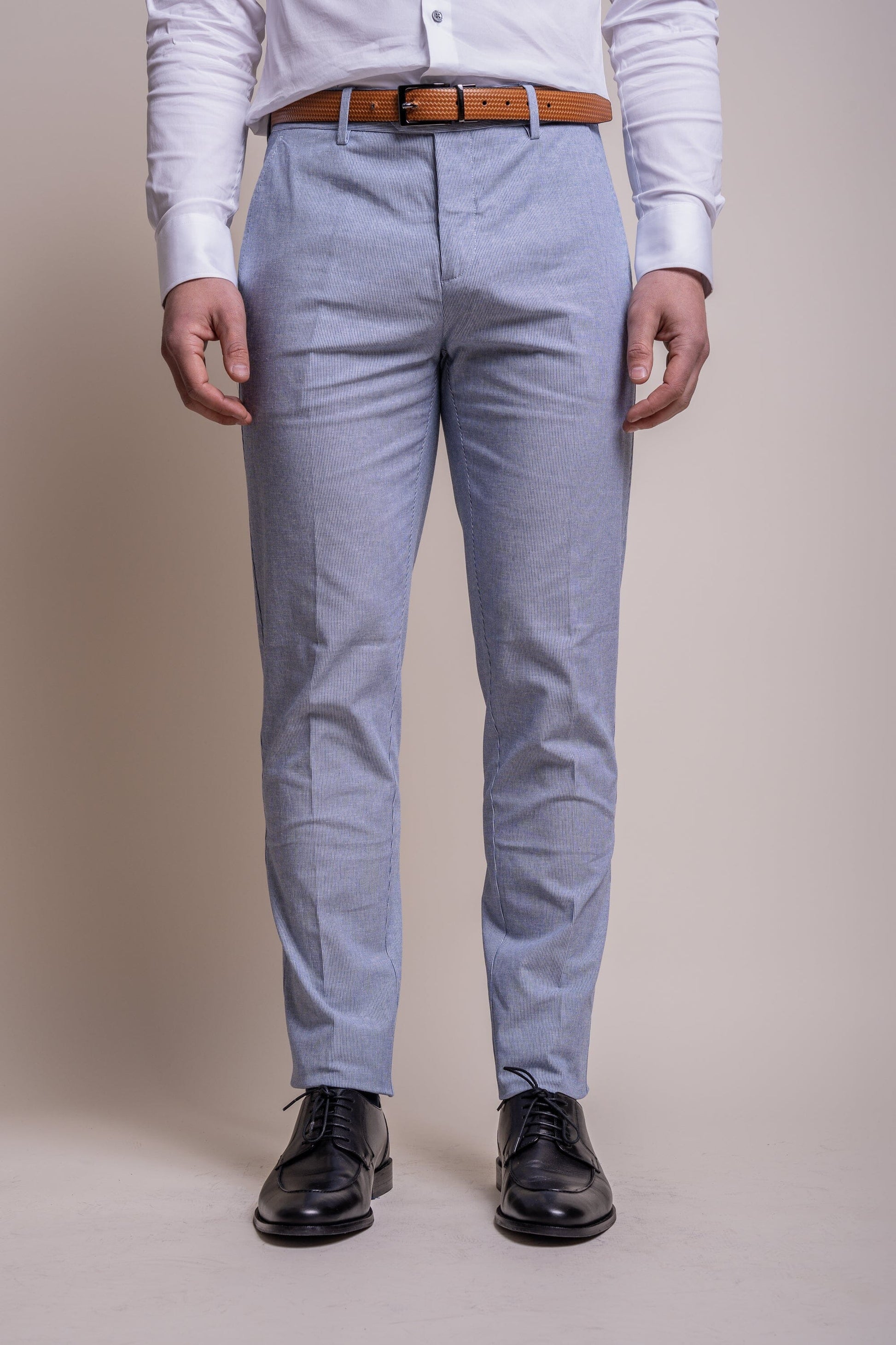 Fredrik Sky Blue Linen Trousers - Trousers - 28R 