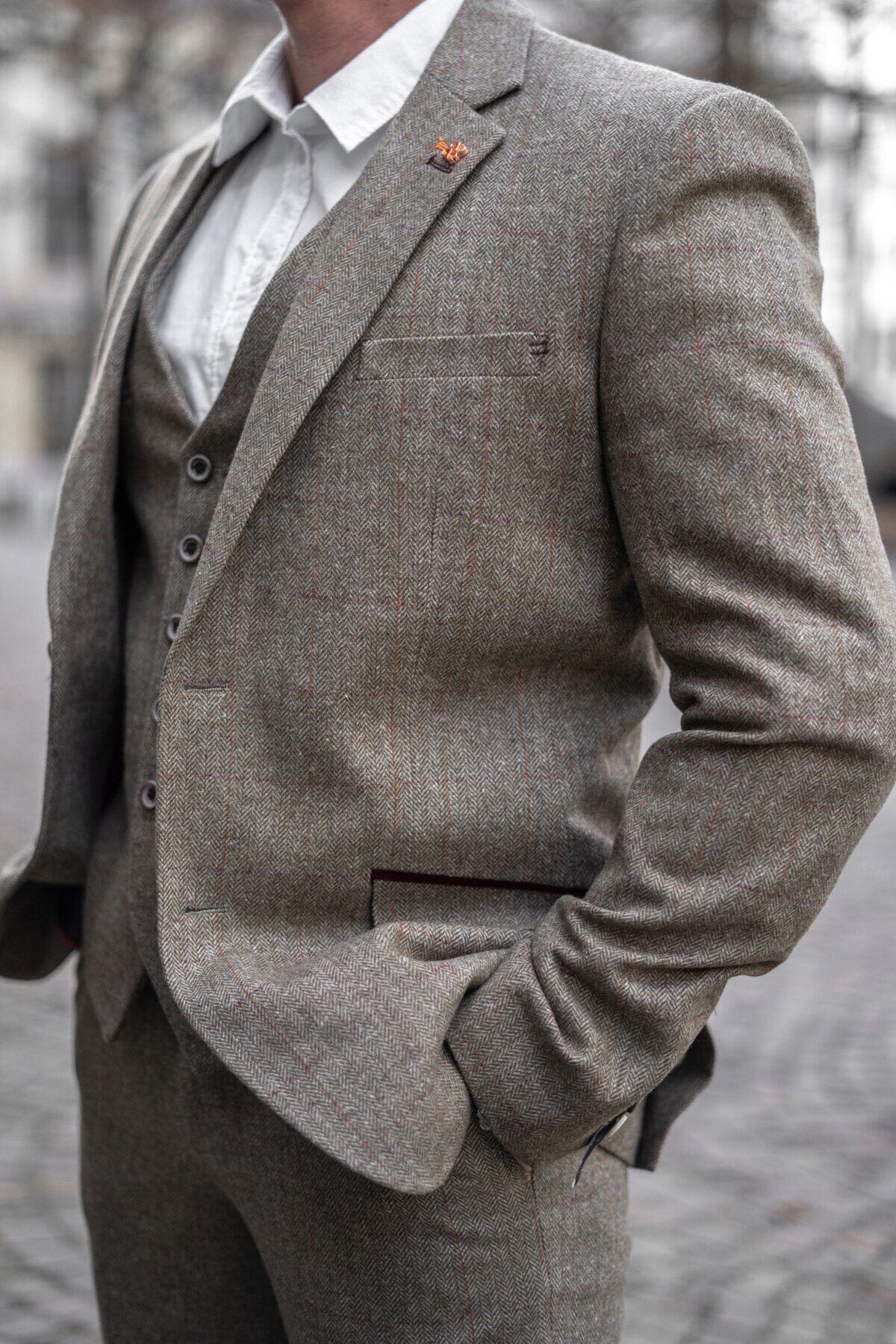 Gaston Sage Tweed Suit Swatch - Swatch - 