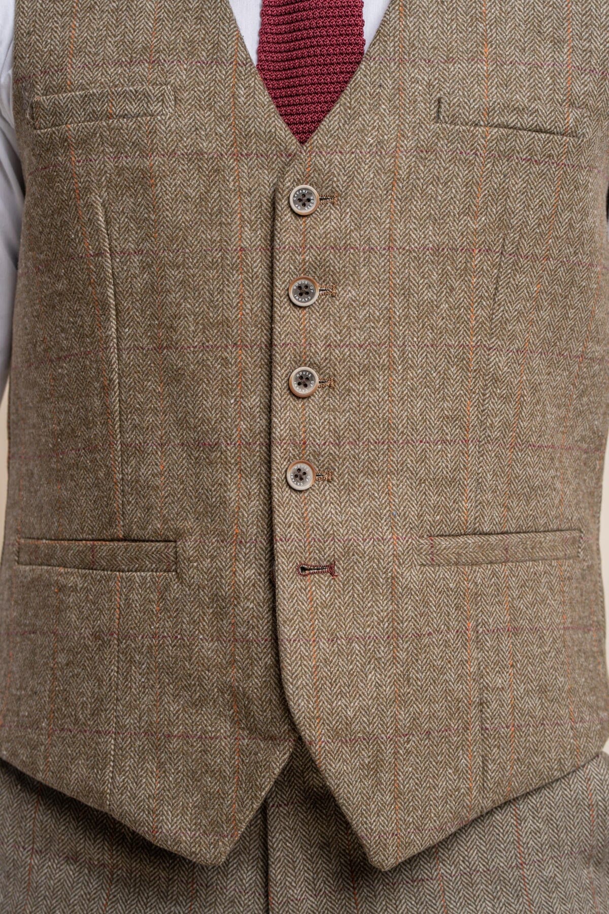 Gaston Sage Tweed Waistcoat - Waistcoats - 