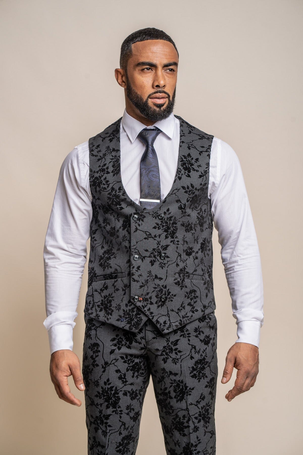 Georgi Black Floral 3 Piece Suit - Suits - 