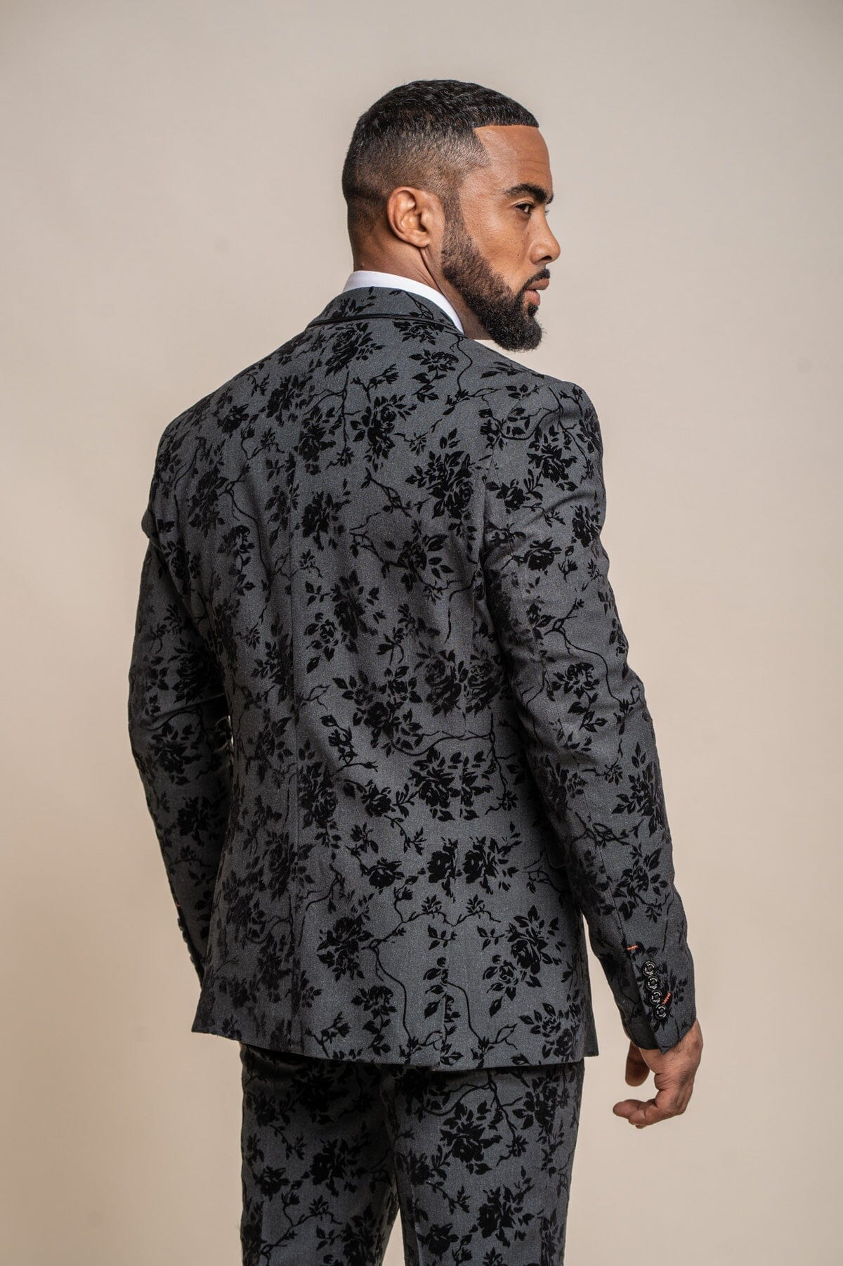 Georgi Black Floral 3 Piece Suit - Suits - 