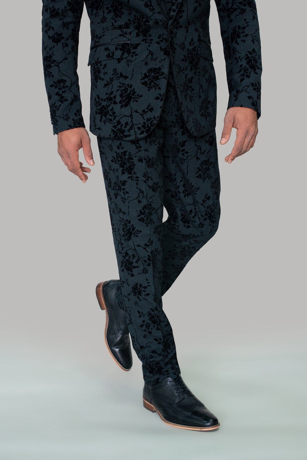 Georgi Black Floral 3 Piece Suit - Suits - 