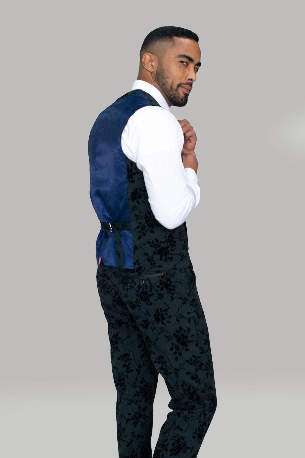 Georgi Black Floral 3 Piece Wedding Suit - Suits - 