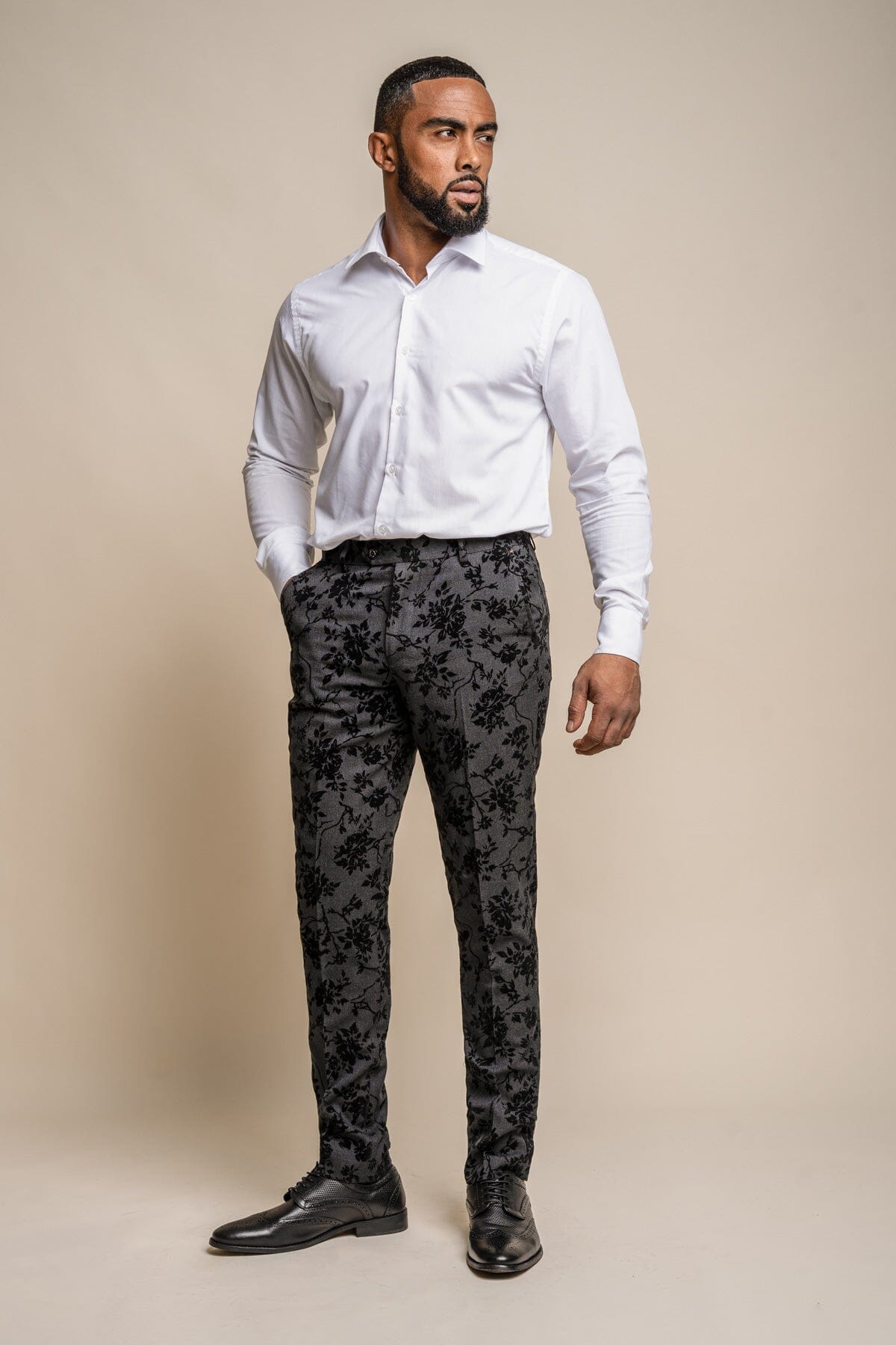 Georgi Black Floral Trousers - Trousers - 