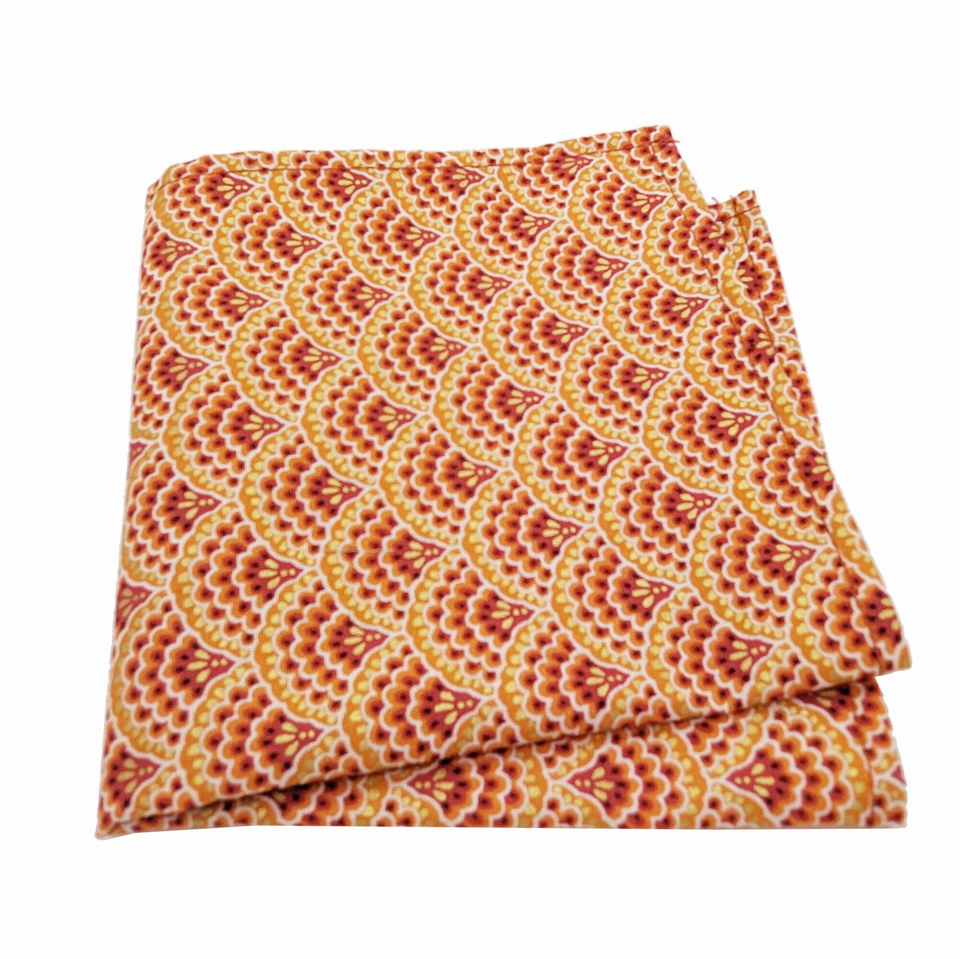 Golden Autumn Scallops Pocket Square - Handkerchiefs - - THREADPEPPER