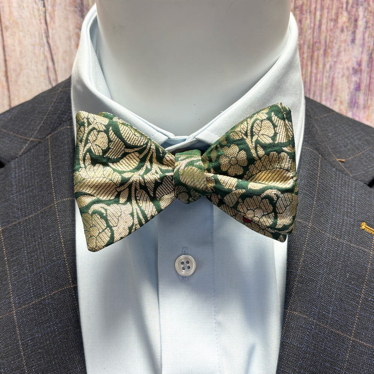 Green & Gold Brocade Bow Tie - Bow Ties - 