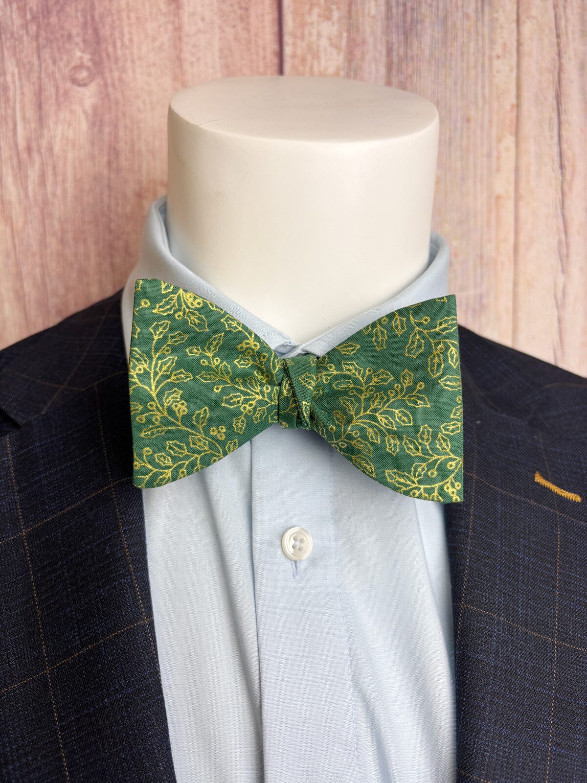 Green & Gold Holly Berries Bow Tie - Bow Ties - 