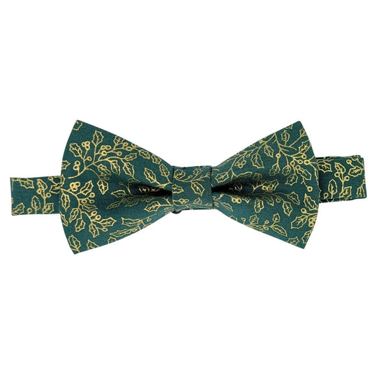 Green & Gold Holly Berries Bow Tie - Bow Ties - 