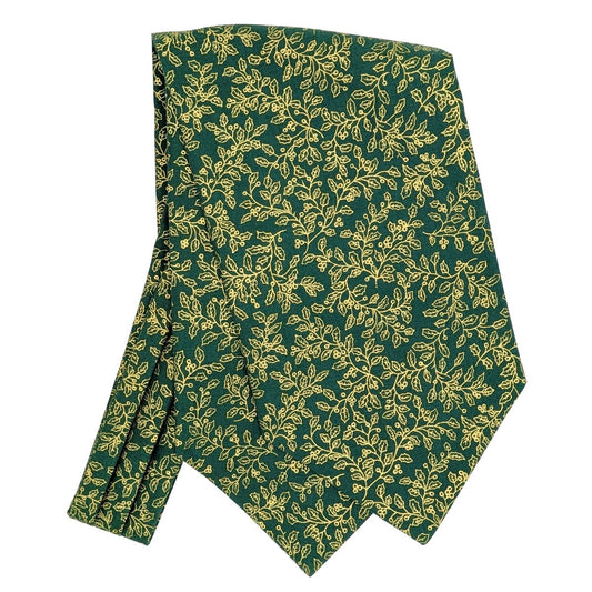 Green & Gold Holly Berries Cravat - Cravats - 