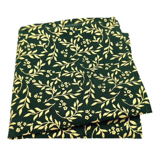 Green & Gold Leaves Pocket Square - Handkerchiefs - 